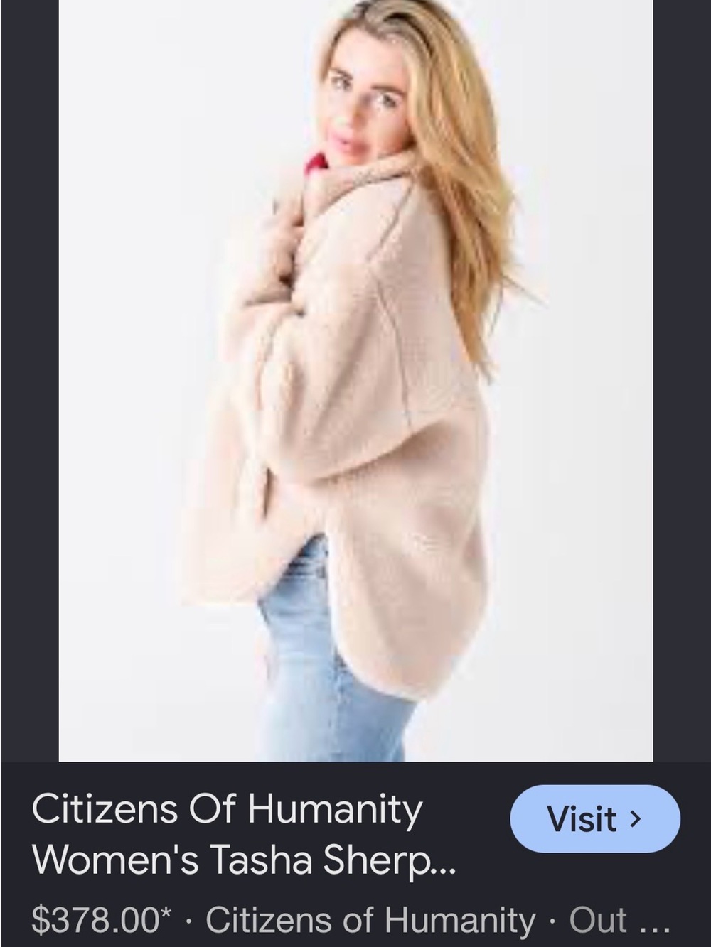 Citizens Of Humanity Cream Sherpa Teddy Jacket